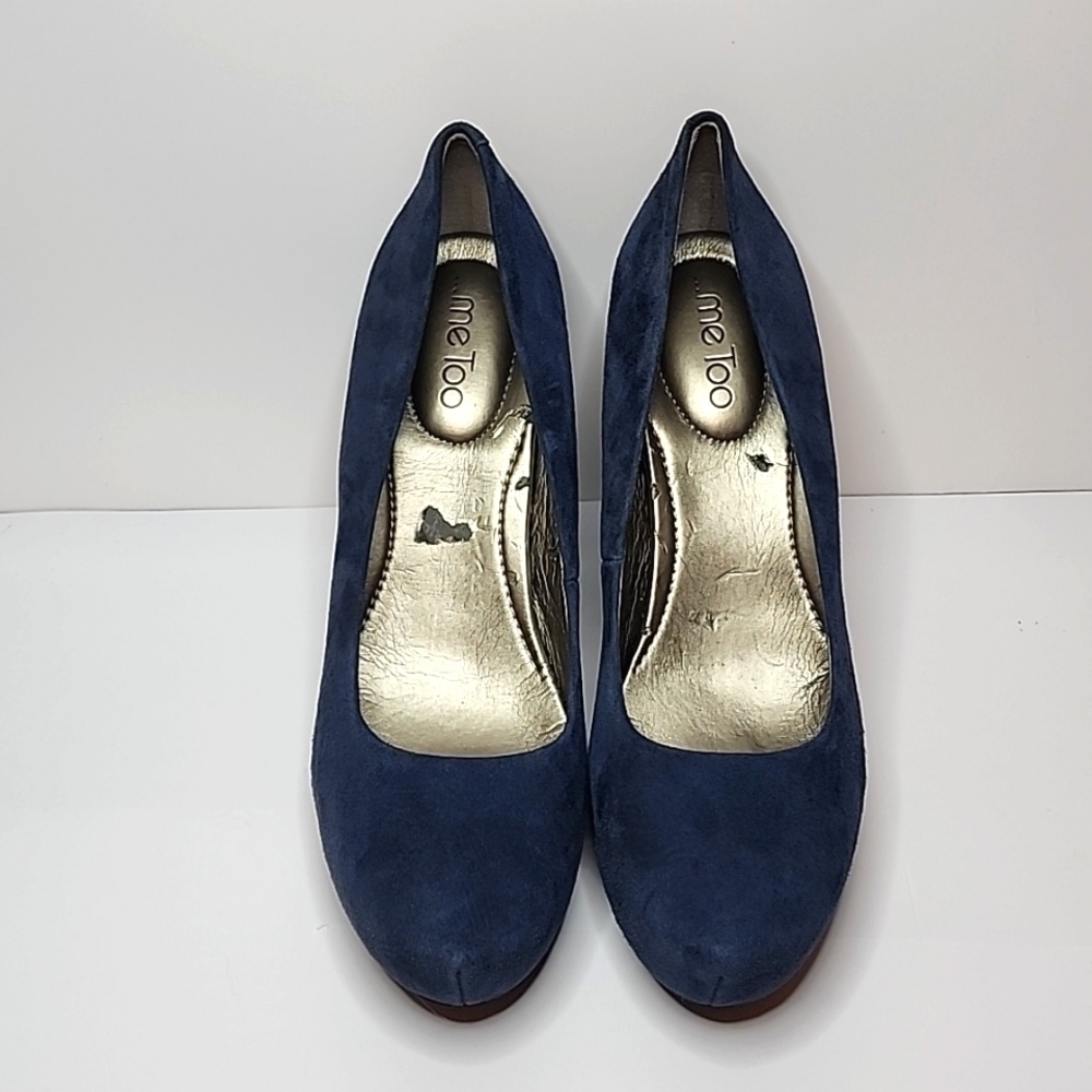 Me Too Leanna Blue Suede Hidden Platform Heels, Size 11